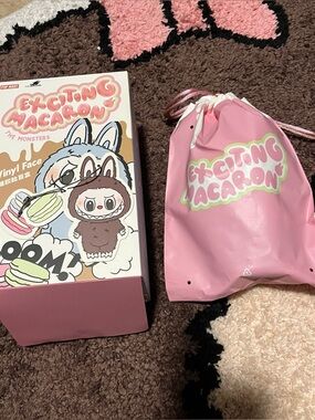 POP Mart Monsters Labubu Exciting Macaron plush doll pendant CHESTNUT COCOA